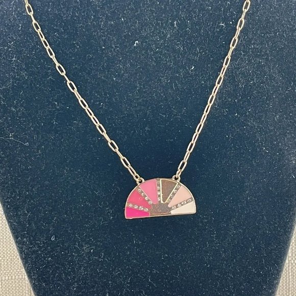 Women Necklace Pink/gold Tone Pendant Fashion Jewelry - Picture 2 of 9